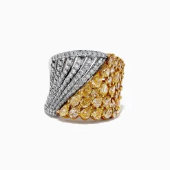 Rings|Effy Jewelry Canare 14K Two-Tone Gold Yellow and White Diamond Statement Ring 3.03 TCW