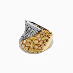 Rings|Effy Jewelry Canare 14K Two-Tone Gold Yellow and White Diamond Statement Ring 3.03 TCW