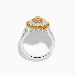 Rings|Effy Jewelry Canare 18K Two-Tone Yellow and White Diamond Layered Oval Halo Ring