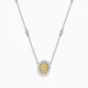Necklaces & Pendants|BH Multi Canare 14K White Gold Oval Halo Yellow Diamond Pendant Necklace, 0.81 TCW
