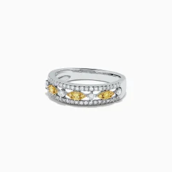Rings|BH Multi Canare 14K White Gold Yellow and White Diamond Ring, 0.42 TCW