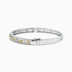 Bracelets|BH Multi Canare 14K White Gold Yellow and White Diamond Bangle, 1.27 TCW
