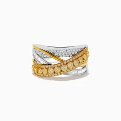 Rings|Effy Jewelry Canare Two-Tone White u0026 Yellow Diamond Crossover Ring