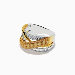 Rings|Effy Jewelry Canare Two-Tone White u0026 Yellow Diamond Crossover Ring