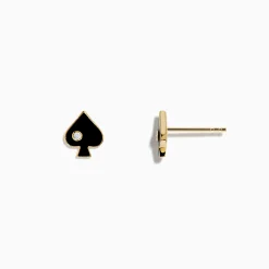 Earrings|Effy Jewelry Casino 14K Yellow Gold Diamond Spade Suit Enamel Earrings