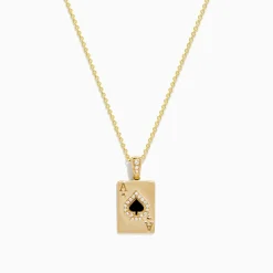 Necklaces & Pendants|Effy Jewelry Casino 14K Yellow Gold Diamond Spade Card Pendant