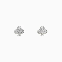 Earrings|Effy Jewelry Casino 14K Yellow Gold Diamond Clubs Suit Stud Earrings