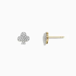 Earrings|Effy Jewelry Casino 14K Yellow Gold Diamond Clubs Suit Stud Earrings