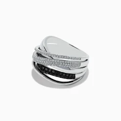 Rings|Effy Jewelry Caviar 14K White Gold White and Black Diamond Crossover Ring