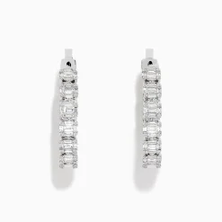 Earrings|BH Multi Classique 14K White Gold 1" Diamond Hoop Earrings