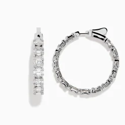 Earrings|BH Multi Classique 14K White Gold 1" Diamond Hoop Earrings