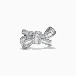 Rings|BH Classique 14K White Gold Diamond Bow Ring, 1.08 TCW