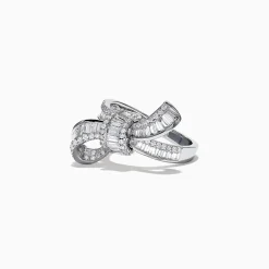 Rings|BH Classique 14K White Gold Diamond Bow Ring, 1.08 TCW