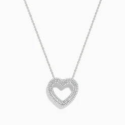 Necklaces & Pendants|Effy Jewelry Classique 14K White Gold Diamond Heart Pendant