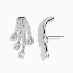 Earrings|Effy Jewelry Classique 14K White Gold Diamond Earrings