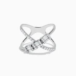 Rings|Effy Jewelry Classique 14K White Gold Diamond Criss Cross Ring