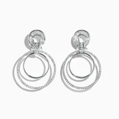 Earrings|Effy Jewelry Classique 14K White Gold Diamond Drop Earrings, 1.12 TCW