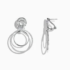 Earrings|Effy Jewelry Classique 14K White Gold Diamond Drop Earrings, 1.12 TCW