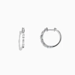 Earrings|BH Multi Classique 14K White Gold Diamond Hoop Earrings, 0.37 TCW