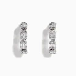 Earrings|BH Multi Classique 14K White Gold Diamond Hoop Earrings, 0.77 TCW