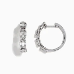 Earrings|BH Multi Classique 14K White Gold Diamond Hoop Earrings, 0.77 TCW
