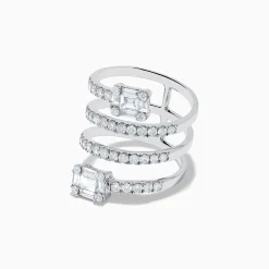 Rings|Effy Jewelry Classique 14K White Gold Diamond Spiral Ring