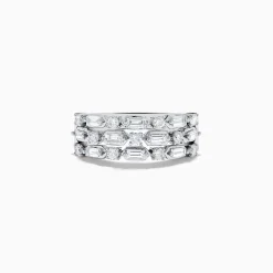 Rings|Effy Jewelry Classique 14K White Gold Multi Shape 3 Row Diamond Band