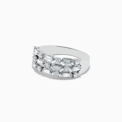 Rings|Effy Jewelry Classique 14K White Gold Multi Shape 3 Row Diamond Band