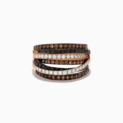 Rings|Effy Jewelry Confetti 14K Rose Gold Black, White and Espresso Diamond Ring, 1.36 TCW