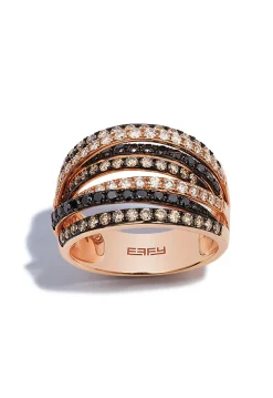 Rings|Effy Jewelry Confetti 14K Rose Gold Black, White and Espresso Diamond Ring, 1.36 TCW