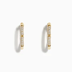 Earrings|Effy Jewelry D'Oro 14 Karat Yellow Gold 5/8" Diamond Bamboo Hoop Earrings