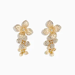 Earrings|Effy Jewelry D'oro 14 Karat Yellow Gold Diamond Flower Drop Earrings