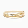 Bracelets|Effy Jewelry D'Oro 14K Brushed Yellow Gold Diamond Crossover Bangle 1.10 TCW