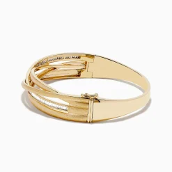 Bracelets|Effy Jewelry D'Oro 14K Brushed Yellow Gold Diamond Crossover Bangle 1.10 TCW