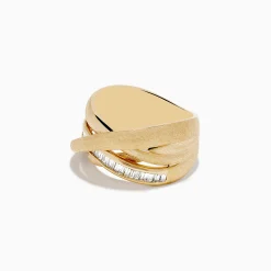 Rings|Effy Jewelry D'Oro 14K Brushed Yellow Gold Diamond Crossover Ring 0.39 TCW