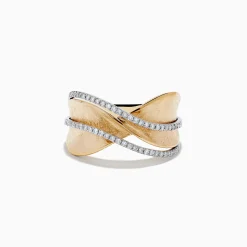 Rings|Effy Jewelry D'Oro 14K Textured Gold Diamond Crossover Ring