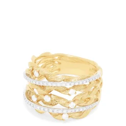 Rings|Effy Jewelry D'Oro 14K Textured Yellow Gold Diamond Accented Ring, 0.41 TCW
