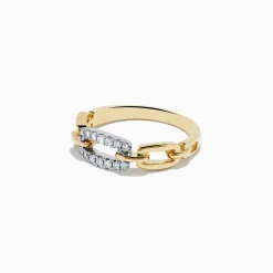 Rings|Effy Jewelry D'Oro 14K Two Tone Gold Diamond Interlocking Links Ring