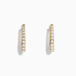 Earrings|Effy Jewelry D'oro 14K Yellow 3/4" Diamond Hoop Earrings 0.49 TCW