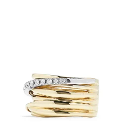 Rings|Effy Jewelry D'Oro 14K Yellow and White Gold Diamond Crossover Ring, 0.39 TCW