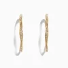 Earrings|Effy Jewelry D'Oro 14K Yellow Gold 1 1/4" Diamond Wave Hoop Earrings, 0.25 TCW