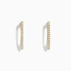 Earrings|BH Multi D'Oro 14K Yellow Gold 3/4" Diamond Hoop Earrings, 0.31 TCW