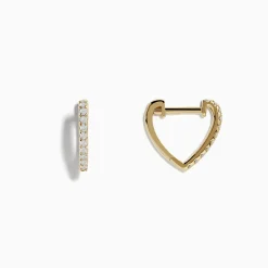 Earrings|Effy Jewelry D'Oro 14k Yellow Gold 3/8" Diamond Huggie Earrings 0.22 TCW