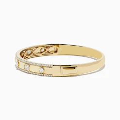 Bracelets|Effy Jewelry D'Oro 14K Yellow Gold Bezel Set Diamond Bangle 1.72 TCW