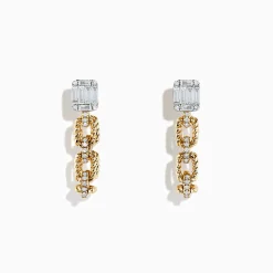 Earrings|Effy Jewelry D'Oro 14K Yellow Gold Chain Link Diamond Earrings