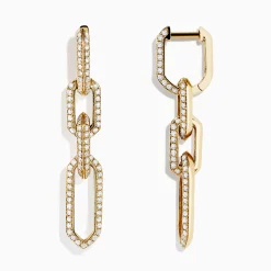 Earrings|Effy Jewelry D'Oro 14K Yellow Gold Chain Link Diamond Drop Earrings