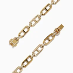 Bracelets|Effy Jewelry D'Oro 14K Yellow Gold Chain Link Diamond Bracelet 0.94 TCW