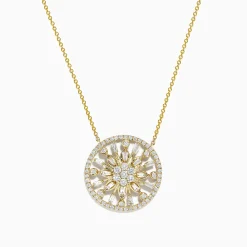 Necklaces & Pendants|Effy Jewelry D'Oro 14K Yellow Gold Circled Flower Diamond Pendant 1.14 TCW