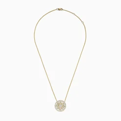 Necklaces & Pendants|Effy Jewelry D'Oro 14K Yellow Gold Circled Flower Diamond Pendant 1.14 TCW