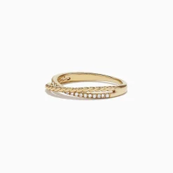 Rings|Effy Jewelry D'Oro 14K Yellow Gold Cross Over Diamond Band, 0.11 TCW